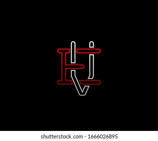 Initial letter E and V, EV, VE, overlapping interlock logo, monogram line art vintage style on black background
