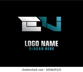 Initial letter E V logo template vector