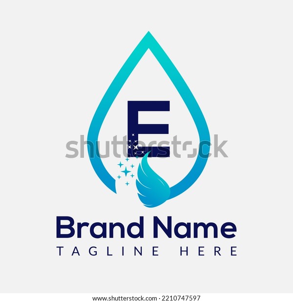 Initial Letter E Wash Logo,\
Drop and Wash Combination. Drop logo, Wash, Clean, Fresh, Water\
Template