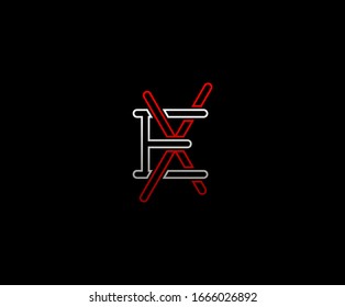 Initial letter E and X, EX, EX, overlapping interlock logo, monogram line art vintage style on black background