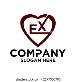 Initial letter E X logo vector design template