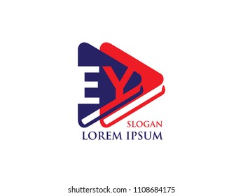 Initial Letter E and Y library books Design Logo Vector Graphic Branding Letter Element.