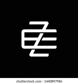 Initial letter E and Z, EZ, ZE, overlapping interlock monogram logo, white color on black background