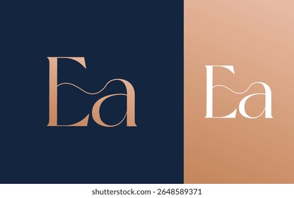 Ilustración vectorial inicial del diseño del logotipo de EA AE para la pareja, la boda y el negocio