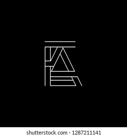 Initial letter EA AE minimalist monogram art logo, white color on black background.