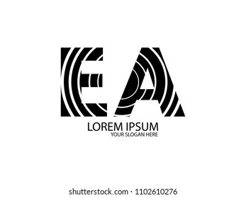 Initial Letter EA black color logo vector