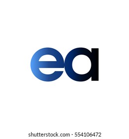 Initial letter EA blue black gradation color logo
