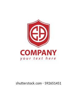 Initial Letter EA Circle Shape Logo with Shield Icon