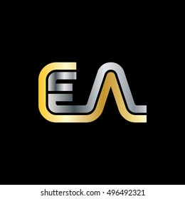 Initial Letter EA Linked Design Logo Gold Silver