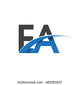 initial letter EA logotype company name colored blue and grey swoosh design. vector logo for business and company identity.
