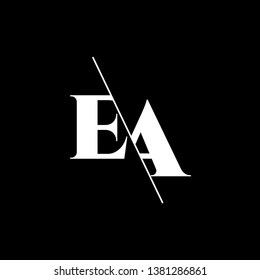 Initial Letter EA Monogram Sliced. Modern logo template isolated on black background