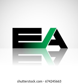 Initial letter EA uppercase modern and simple logo linked green and black colored, isolated in white background. Vector design for company identity.