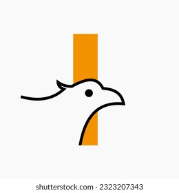 Initial Letter I Eagle Logo Design. Transportation Symbol Vector Template