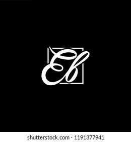 Initial letter EB BE minimalist art monogram shape logo, white color on black background