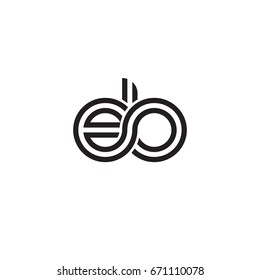Initial letter eb, linked outline rounded lowercase, monogram black
