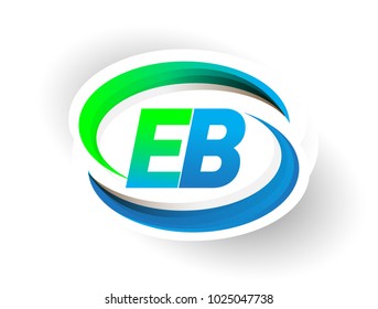 initial letter EB logotype company name colored blue and green swoosh design, modern logo concept. vector logo for business and company identity.

