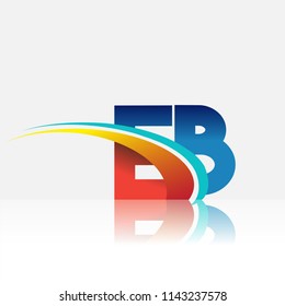 initial letter EB logotype company name colored red and blue and swoosh design. vector logo for business and company identity.
