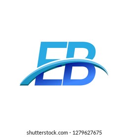 initial letter EB logotype company name colored blue and swoosh design. vector logo for business and company identity.

