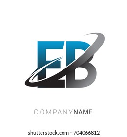 initial letter EB logotype company name colored blue and grey swoosh design. logo design for business and company identity.
