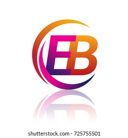 initial letter EB logotype company name orange and magenta color on circle and swoosh design. vector logo for business and company identity.