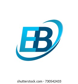 initial letter EB logotype company name colored blue swoosh design concept. vector logo for business and company identity.