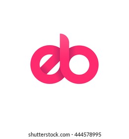 initial letter eb modern linked circle round lowercase logo pink