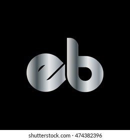 Initial Letter EB Rounded Lowercase Logo Silver