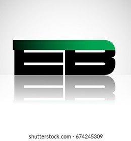 Initial letter EB uppercase modern and simple logo linked green and black colored, isolated in white background. Vector design for company identity.