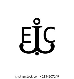 Initial letter EC anchor simple logo.