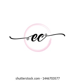 Initial letter EC beautiful handwriting logo vector template