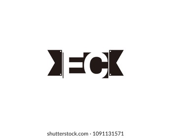 Initial letter ec black ribbon logo design