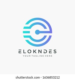 initial letter EC CE motion logo design with speed and chip element. symbol evolution for technology digital. -vector
