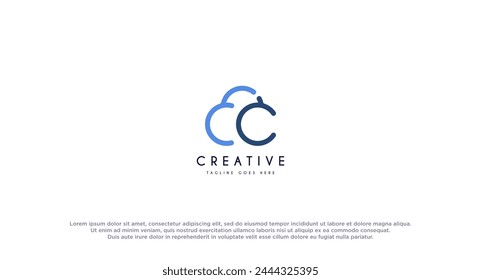 Initial Letter EC cloud logo design vector illustration.