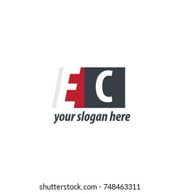 Initial Letter EC Design Logo With Square