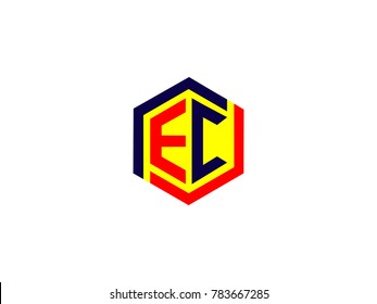 Initial letter EC Hexagonal design Logo Vector Graphic Branding Letter Element.