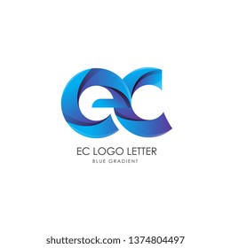 Initial Letter ec Linked Circle Lowercase Logo Blue Icon Design Template Element with gradient - Vector