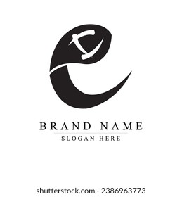 initial letter ec linked circle lowercase monogram logo black