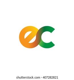 initial letter ec linked circle lowercase logo orange green