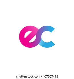 initial letter ec linked circle lowercase logo pink blue purple