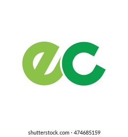 Initial Letter EC Linked Circle Lowercase Logo Green