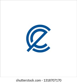 initial letter ec linked round lowercase logo blue