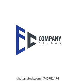 Initial Letter EC Linked Triangle Design Logo