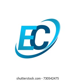 initial letter EC logotype company name colored blue swoosh design concept. vector logo for business and company identity.