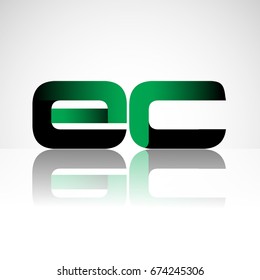 Initial letter EC uppercase modern and simple logo linked green and black colored, isolated in white background. Vector design for company identity.