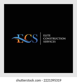 initial letter ECS logotype company name colored blue and swoosh design. vector logo for business and company identity.