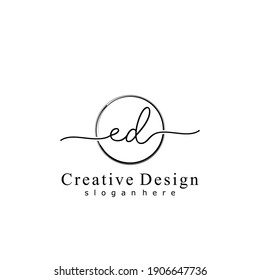 Initial letter ED calligraphy handwritten logo. Handwritten alphabet in the logo template. Letters and Alphabet for your logo design.