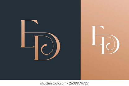Initial letter ED DE logo design vector illustration for couple, wedding, and business