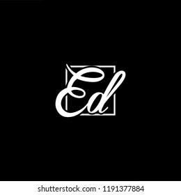 Initial letter ED DE minimalist art monogram shape logo, white color on black background