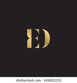 Initial letter ed e d uppercase modern logo design template elements. Gold letter Isolated on black  background. Suitable for business, consulting group company. svg