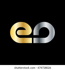 Initial Letter ED EN Linked Circle Lowercase Logo Gold Silver